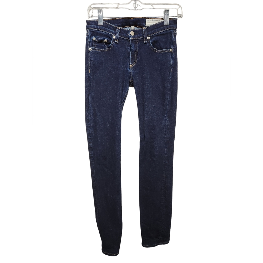 Rag & Bone Low Rise Cigarette Skinny Leg Stretch Dark Denim Jeans Size 26-C34 - Picture 1 of 6